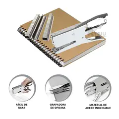 RYBIU IMPORT - Grapadora Moderno y Util de Color Plata Y+Papel de Regalo