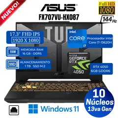ASUS - Laptop TUF F17 FX707VU-HX087 17.3" FHD IPS, Core i7-13620H, Ram 16GB, Ssd 1 TB, Rtx 4050 6GB