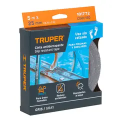 TRUPER - Cinta 1" x 5m Antideslizante Sin abrasivo 101772