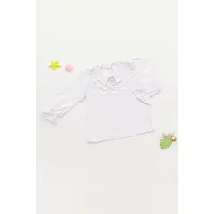 KIDS MASHMELO - Blusa para Niña con Cuello BB Volantes y Pechera - Kids Mahmelo
