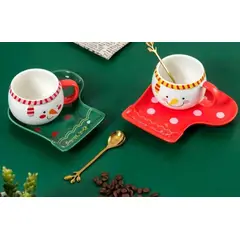 GENERICO - Taza Navideña con plato y cucharita