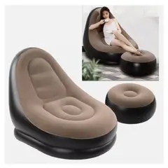 GENERICO - Sofá Sillón inflable 2 en 1 portátil con reposapiés Ultra cómodo