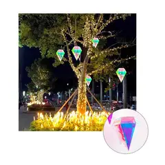 GENERICO - CASCADA Diamante Iridiscente - Luces AMARILLAS