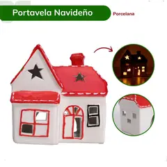 GENERICO - Porta vela navideña de porcelana