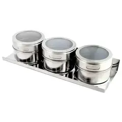 GENERICO - Set x 3 Condimenteros Imantados de acero Inox.