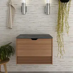 TU MESITA - Gabinete para Baño Rosalí color MarrónGris 1 cajón 1 puerta