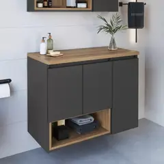 TU MESITA - Mueble de Baño Flotante Luisa color NegroDuna 3 puertas