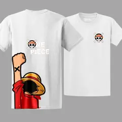GENERICO - Polos Luffy One Piece Blanco Peluche Luffy - Talla desde 4 hasta XL