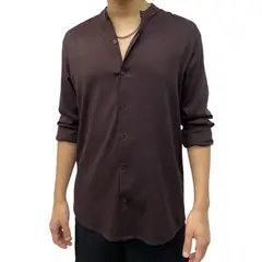 AMERICAN EXCHANGE - Camisa Cuello Neru Manga Larga Marron De Hombre -