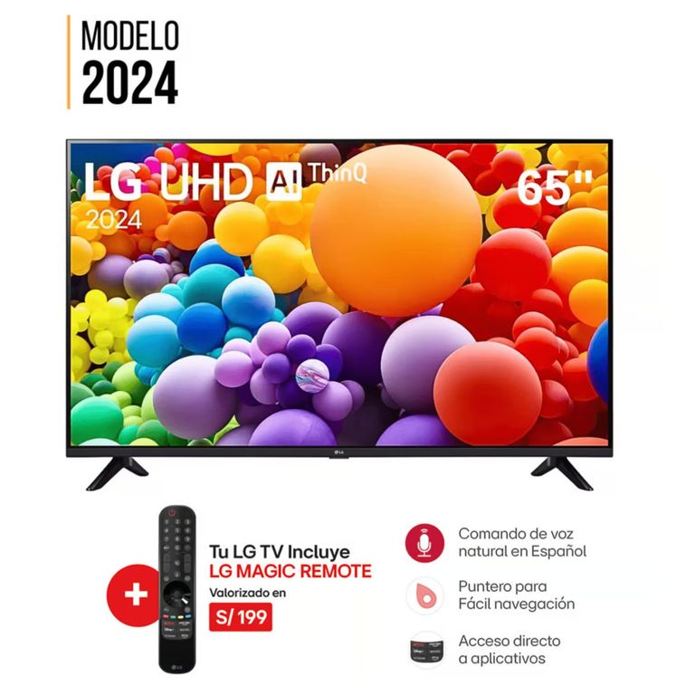 Televisor 65 Pulg. LED Smart TV 4K UHD con Thinq AI 65UT7300PSA l Control Magic