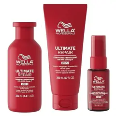 WELLA - Shampoo + Acondicionador + Spray Reparador Ultimate Repair