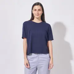 GELSOMINO - POLO AZUL ALGODÓN FLAMÉ MANGA CORTA