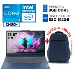 LENOVO - Laptop Intel Core i5 12450H DDR5 8GB 512GB IDEAPAD SLIM 3 12° Gen 15.6” FHD + MOCHILA WIN 11