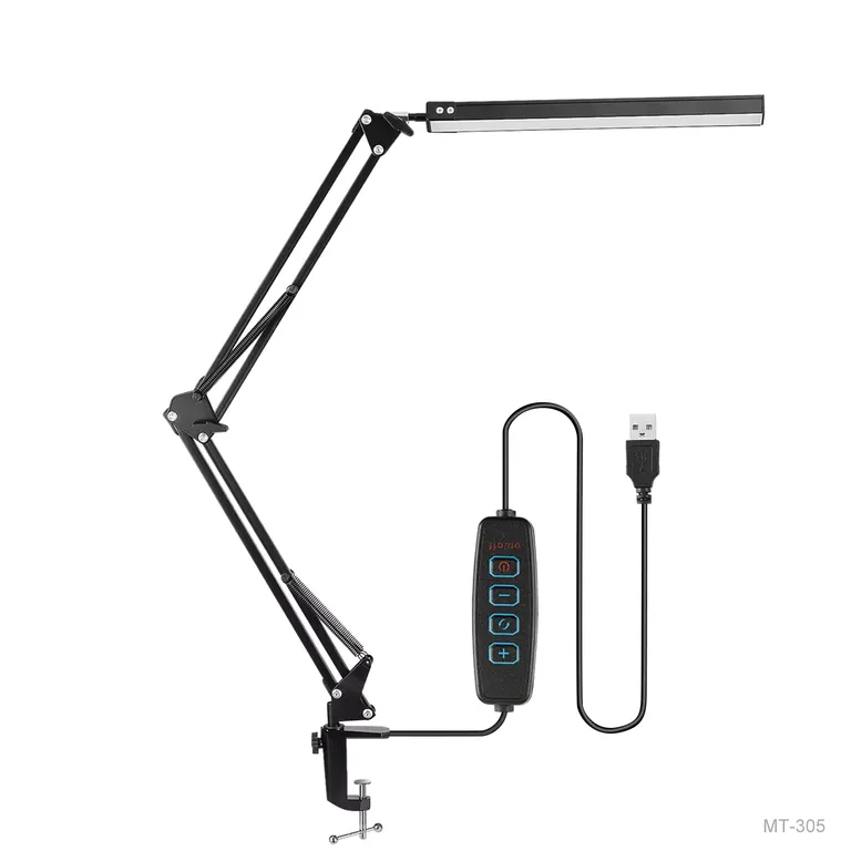 Lámpara de Escritorio Articulada de Metal con Luz LED Cable USB