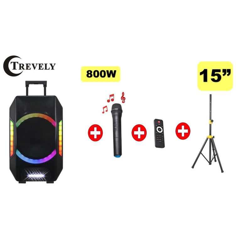 Parlante portatil 15” TA-1592 800W - Bluetooth - tripode