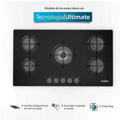 MABE - Encimera de empotrar a Gas 86 cm Vidrio Negro - PM8655GV0