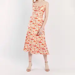 CAMILA VIALI - Vestido emilianna naranja con tirantes regulares