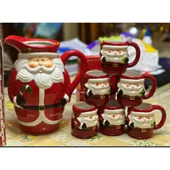 GENERICO - Jarra Navideña con 6 tazas de Papa Noel
