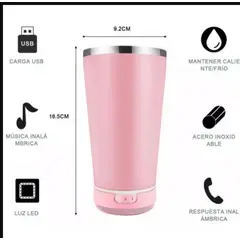 GENERICO - VASO TOMATODO TÉRMICO CON PARLANTE BLUETOOH ROSADO BEBÉ