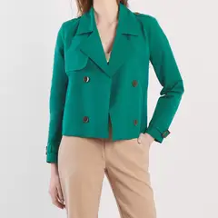 CAMILA VIALI - Cropped trench coat verde corta para mujer