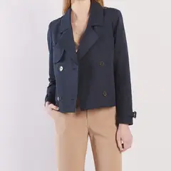 CAMILA VIALI - Cropped trench coat azul corta para mujer