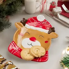 GENERICO - Plato Navideño decorativo Rodolfo 17x14cm