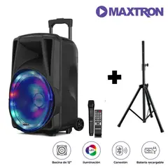 MAXTRON - Parlante AVALON MX113-V BT USB iluminación LED con trípode