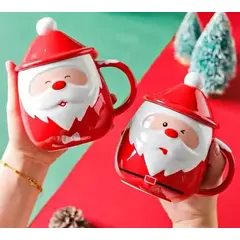 GENERICO - Taza Navideña con tapa de sombrero y cuchara