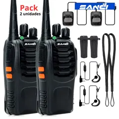 SANC - Walkie talkie portátil 5 km bidireccional 16 canales con linterna