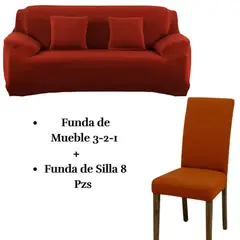 SALA FABULOSA - Pack Funda de Mueble 3-2-1 con 8 Fundas de Silla Lycra LACRE