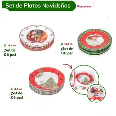 GENERICO - Set de Platos Navideños Porcelana