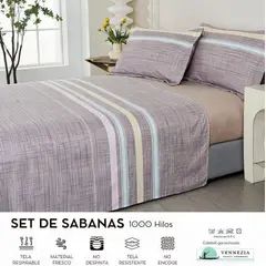 VENECIA - Set de SABANAS + Fundas - EUROPEO 2 Pz 100% Algodón