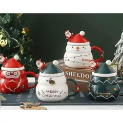 GENERICO - Taza Navideña con tapa de sombrero y cuchara