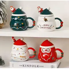 GENERICO - Taza Navideña con tapa de sombrero y cuchara