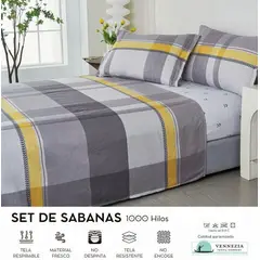 VENECIA - Set de Sabanas QUEEN + Fundas - EUROPEO 100% Algodón