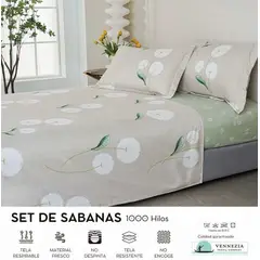 VENECIA - Set de Sabanas QUEEN + Fundas - EUROPEO 100% Algodón