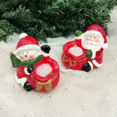 GENERICO - Porta vela navideña de cerámica x2