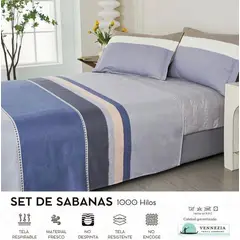 VENECIA - Set de Sabanas QUEEN + Fundas - EUROPEO 100% Algodón