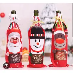 GENERICO - Pack de 3 fundas para botella de vino diseño Navideño