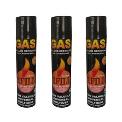 GENERICO - 3 Gas Butano Ultra Refinado Recarga Todo Tipo Encendedores