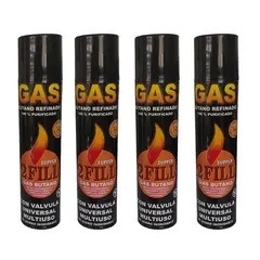 GENERICO - 4 Gas Butano Ultra Refinado Recarga Todo Tipo Encendedores