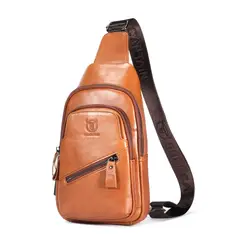 BULLCAPTAIN - - Mochila cruzada de Cuero XB-127-BR - Marrón