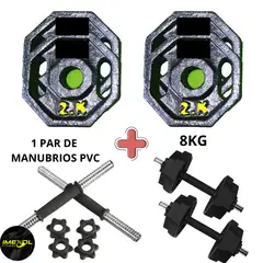 GENERICO - Disco Set Pesas Manubrios Pvc Peso Real + 8kg fitness