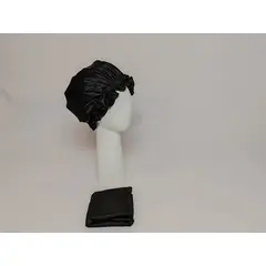 GENERICO - GORRO PARA DORMIR DE SEDA POR LOS DOS LADOS NEGRO + FUNDA DE ALMOHADA