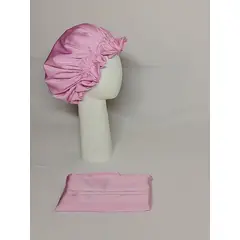 GENERICO - GORRO PARA DORMIR DE SEDA POR LOS DOS LADOS ROSA + FUNDA DE ALMOHADA