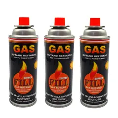 GENERICO - 3 Gas Butano Ultra Refinado valvula universal cocinillas Fill