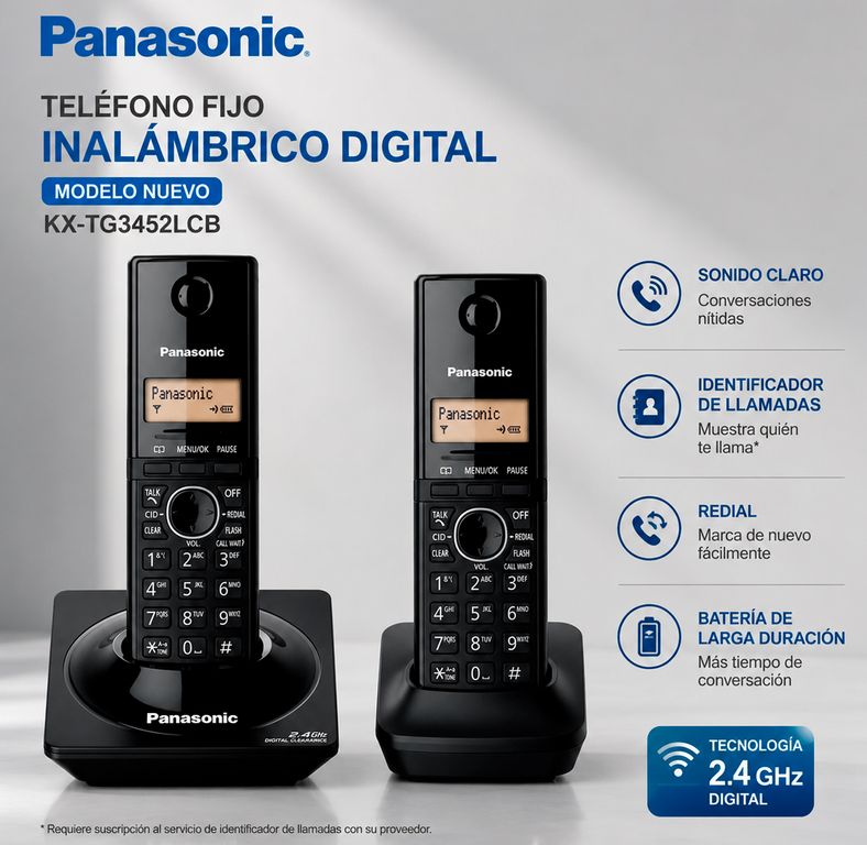 TELÉFONO FIJO INALÁMBRICO NEGRO KX-TG3452LCB