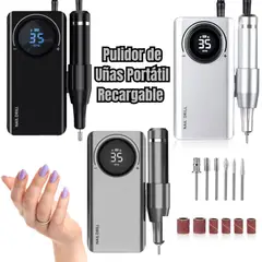 GENERICO - Pulidor de Uñas Portátil Recargable con Cabezales