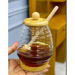 GENERICO - Frasco para Miel con Tapa y Base de Bambú 250 ml