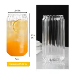 GENERICO - Vaso Alto de Vidrio con Sorbete y Tapa de Bambu